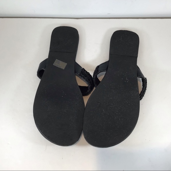 MEXIT BLACK BEADED EMBELLISHED T STRAP SANDALS SZ 9 - Picture 10 of 10